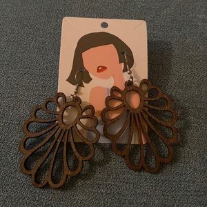 Lightweight Dark laser cut wood earrings.